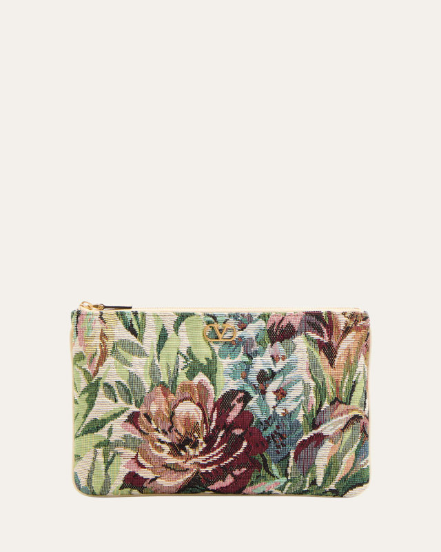 Medium VLOGO Signature Brocade Pouch Clutch Bag
